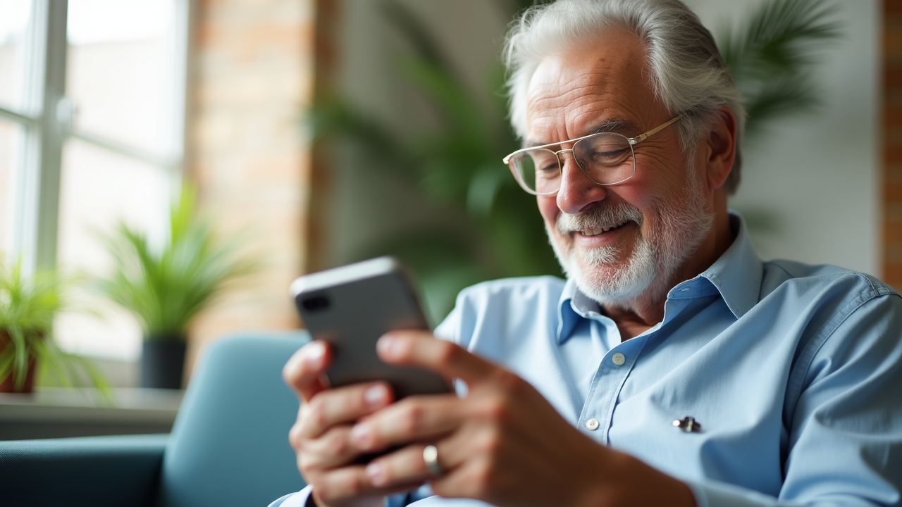 Persona mayor aprendiendo a usar un smartphone